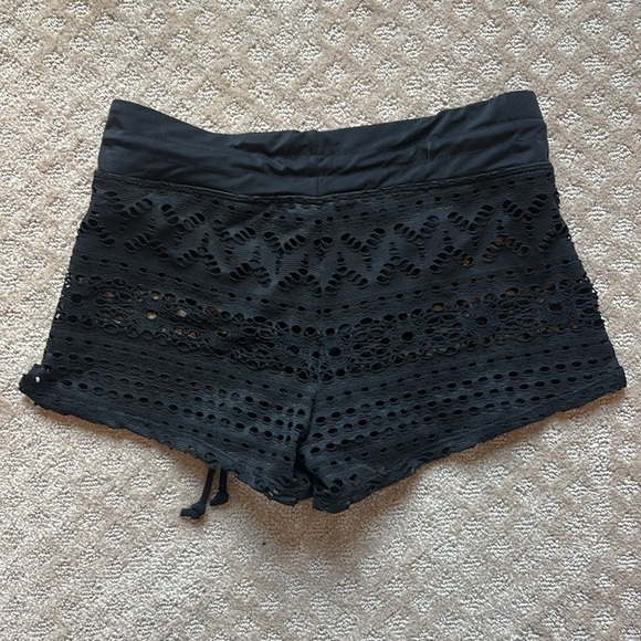 Black Lace Swim Shorts - Picture 3 of 8